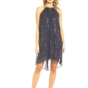 Michael Kors Metallic Floral Chiffon Halter Dress